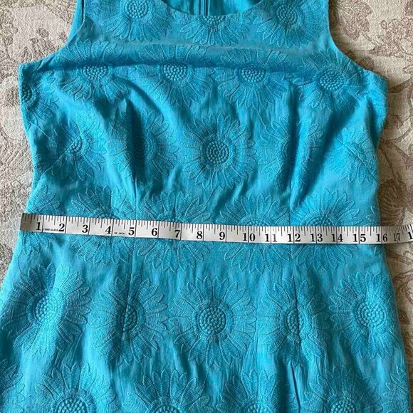 Talbots Blue Embroidered Sunflower Sheath Dress - Picture 9 of 11